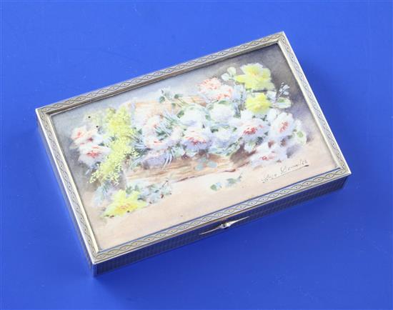 An early 20th century continental silver rectangular box retailed by Boucheron, Paris-Londres, 3.75in.